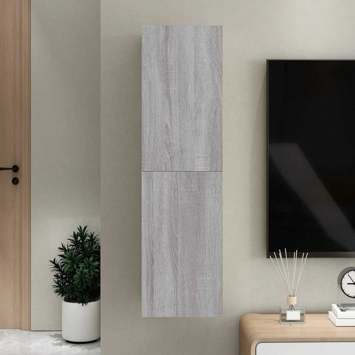 væghængt tv-skab 30,5x30x110 cm grå sonoma-eg