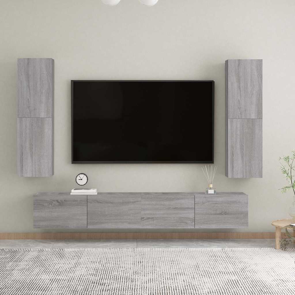 væghængt tv-skab 30,5x30x110 cm grå sonoma-eg