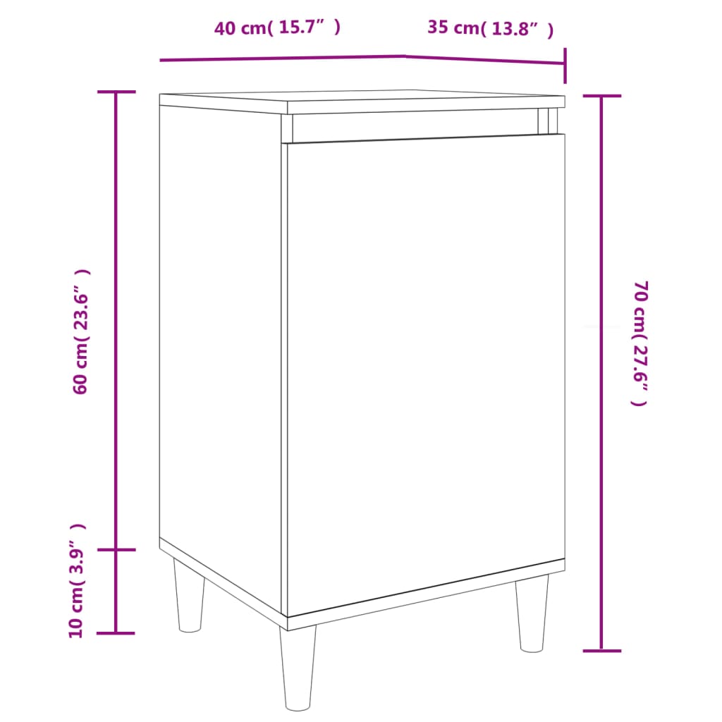 sengebord 40x35x70 cm konstrueret træ betongrå
