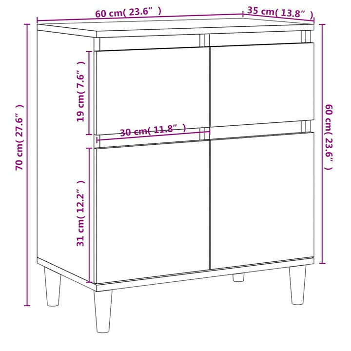 skænk 60x35x70 cm konstrueret træ hvid
