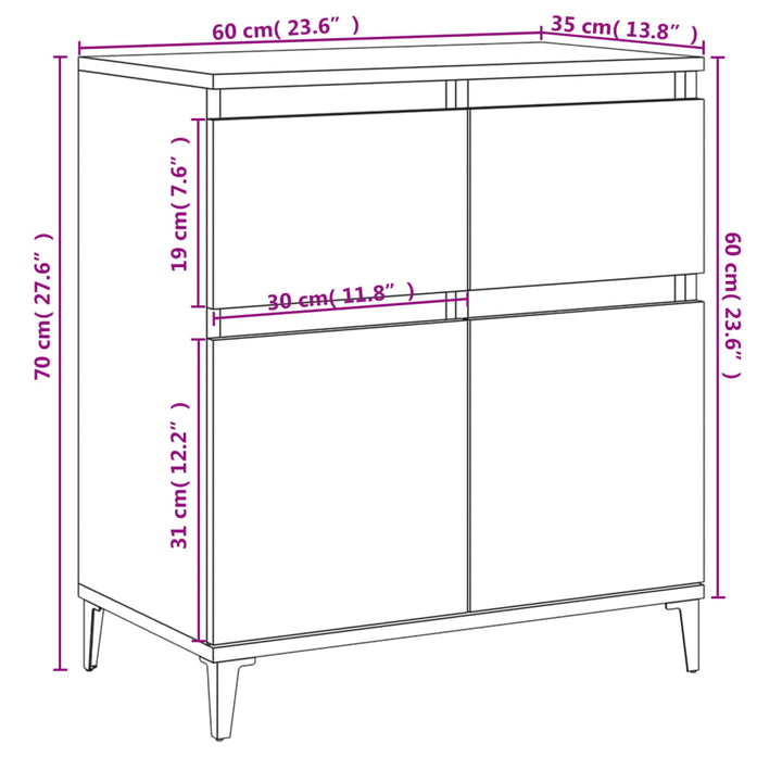 skænk 60x35x70 cm konstrueret træ hvid
