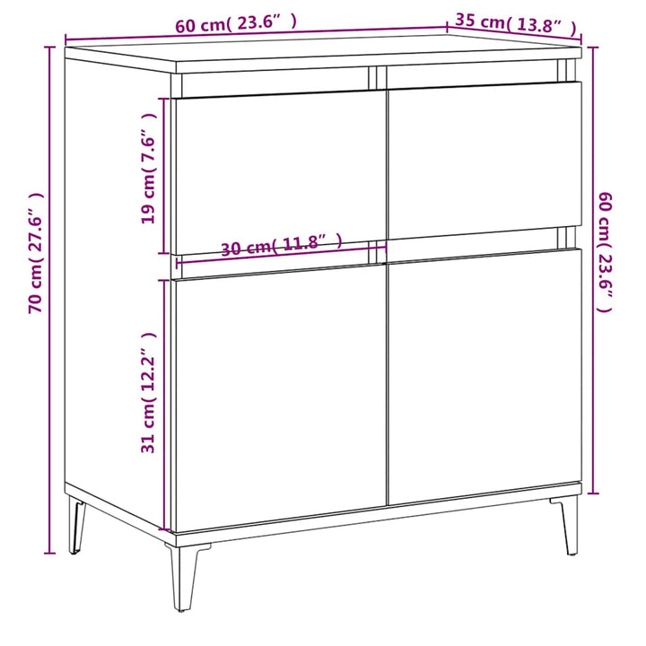 skænk 60x35x70 cm konstrueret træ sonoma-eg