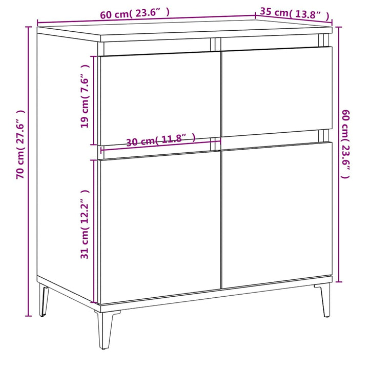 skænk 60x35x70 cm konstrueret træ betongrå