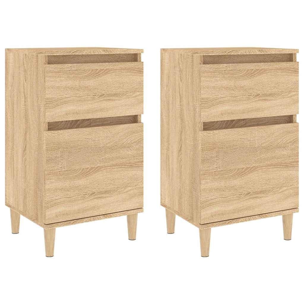 sengeborde 2 stk. 40x35x70 cm sonoma-eg