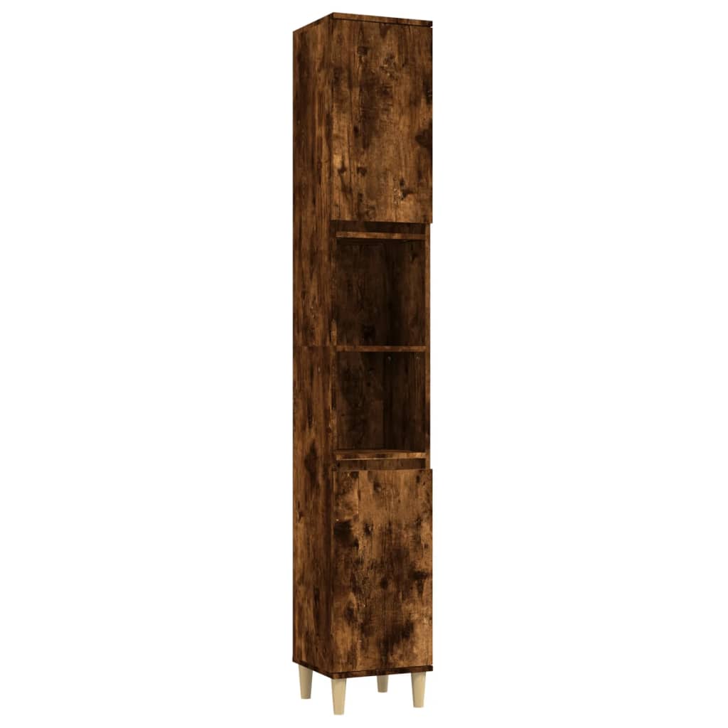 badeværelsesskab 30x30x190 cm konstrueret træ røget egetræ
