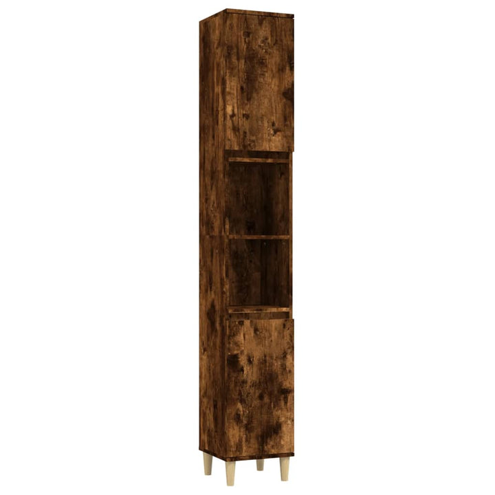 badeværelsesskab 30x30x190 cm konstrueret træ røget egetræ