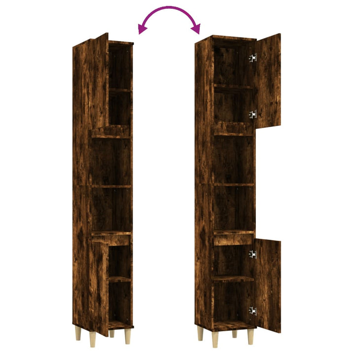 badeværelsesskab 30x30x190 cm konstrueret træ røget egetræ