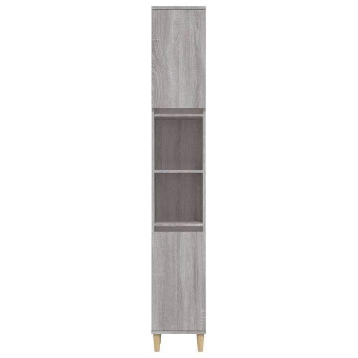 badeværelsesskab 30x30x190 cm konstrueret træ grå sonoma-eg