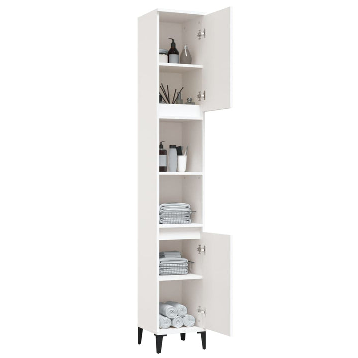 badeværelsesskab 30x30x190 cm konstrueret træ hvid