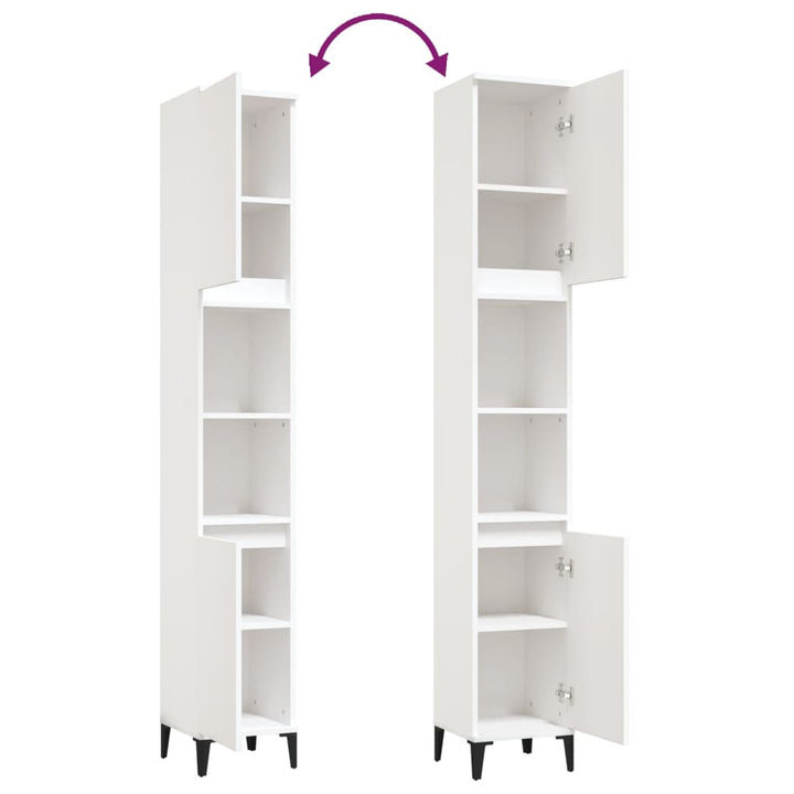 badeværelsesskab 30x30x190 cm konstrueret træ hvid