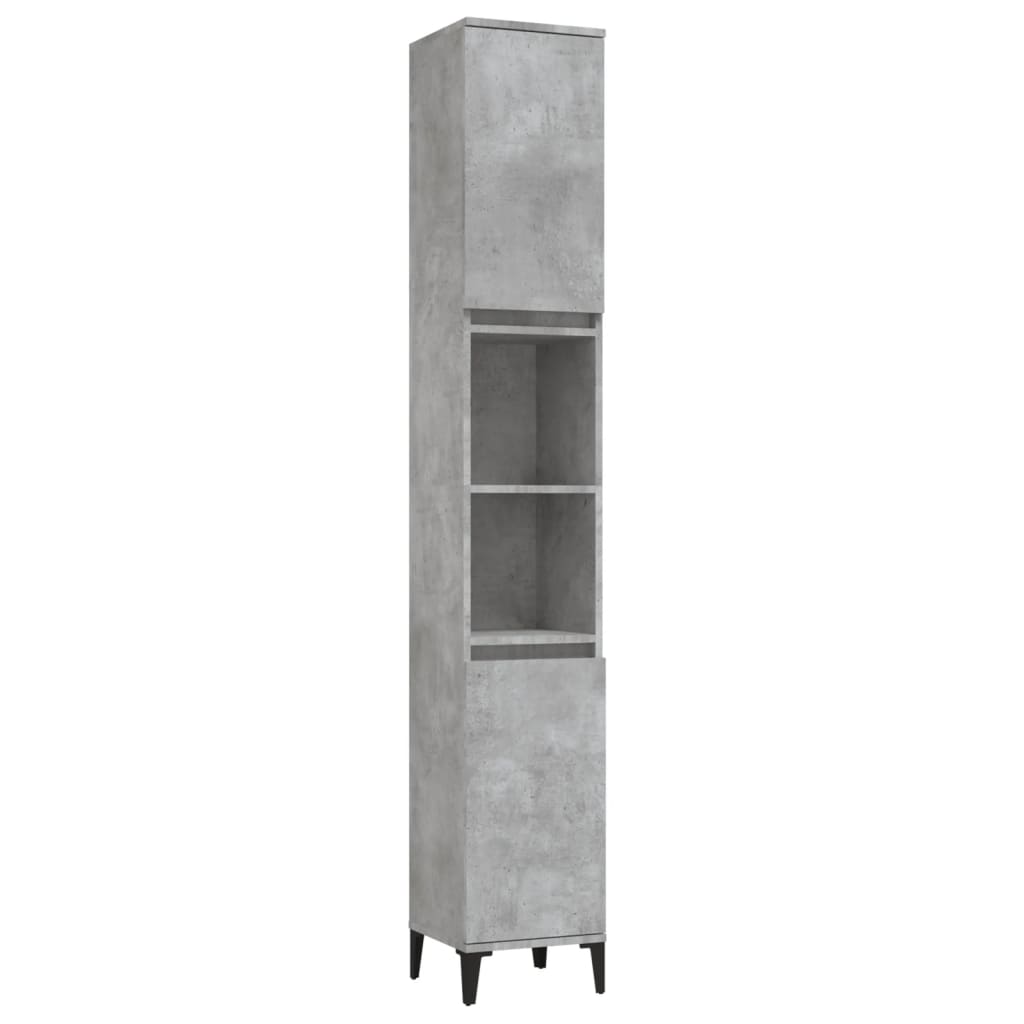 badeværelsesskab 30x30x190 cm konstrueret træ betongrå