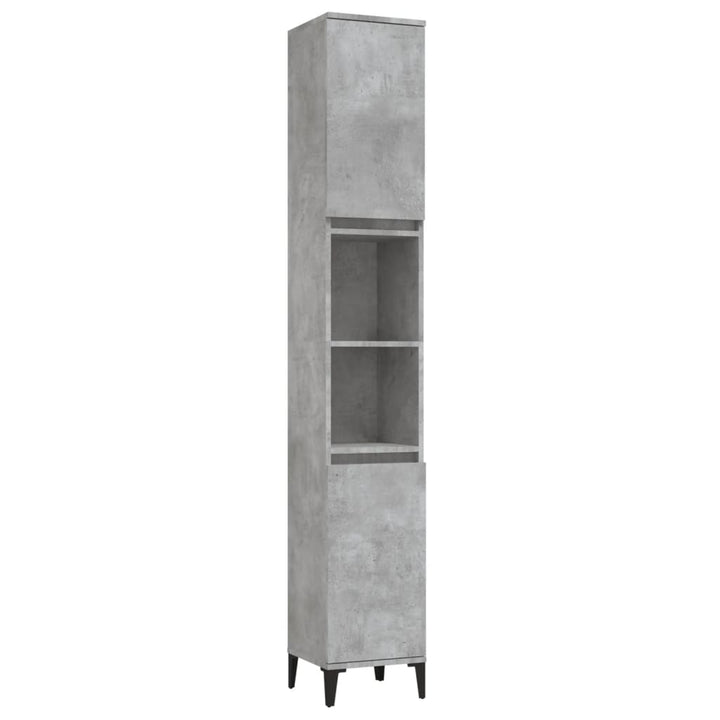badeværelsesskab 30x30x190 cm konstrueret træ betongrå