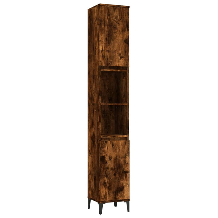 badeværelsesskab 30x30x190 cm konstrueret træ røget egetræ
