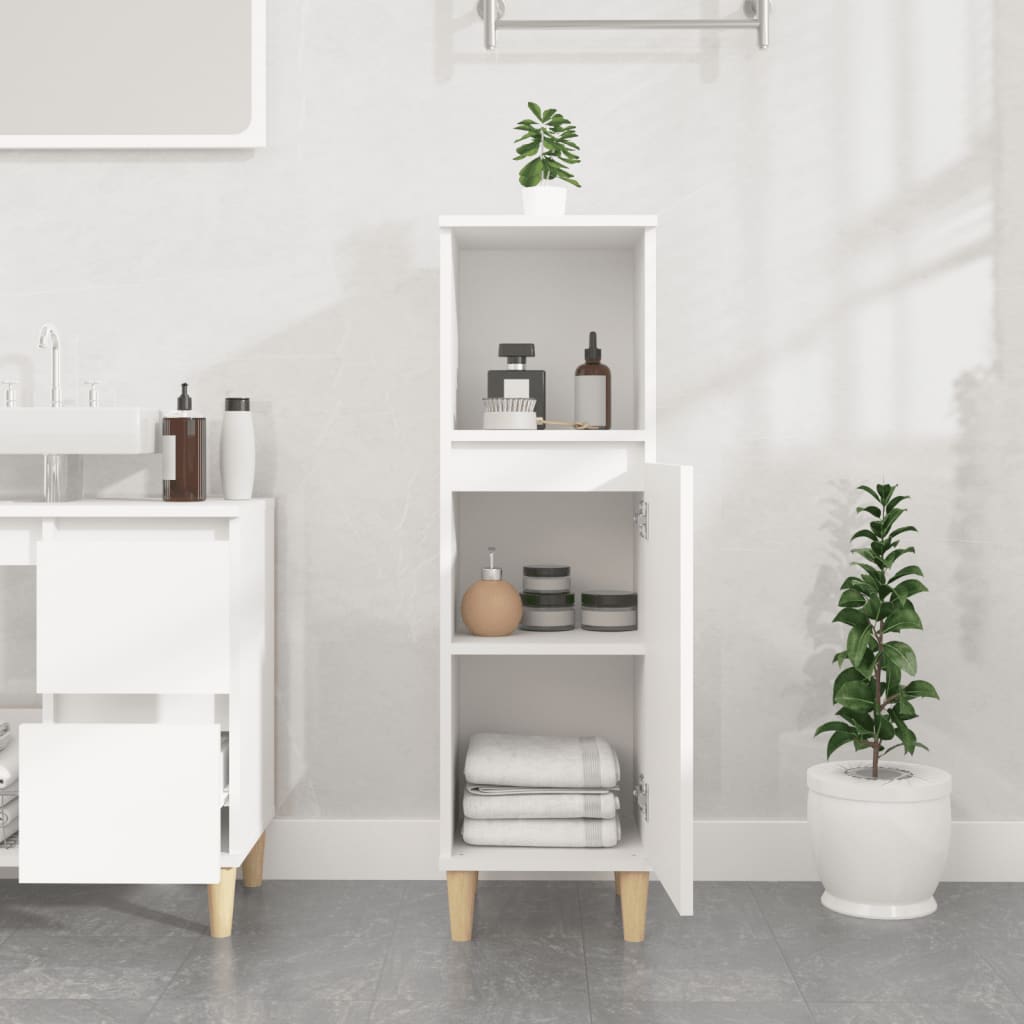 badeværelsesskab 30x30x100 cm konstrueret træ hvid