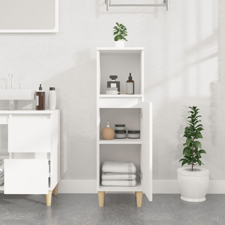 badeværelsesskab 30x30x100 cm konstrueret træ hvid