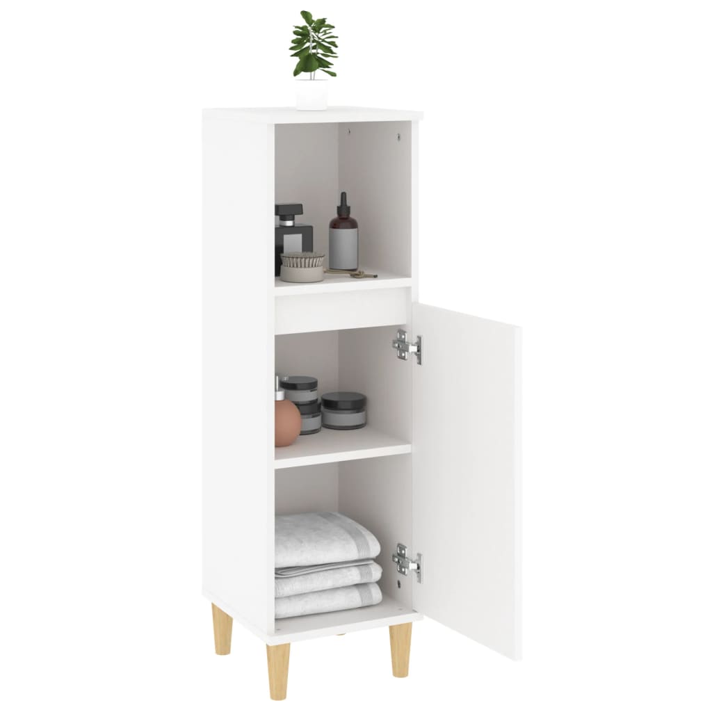 badeværelsesskab 30x30x100 cm konstrueret træ hvid