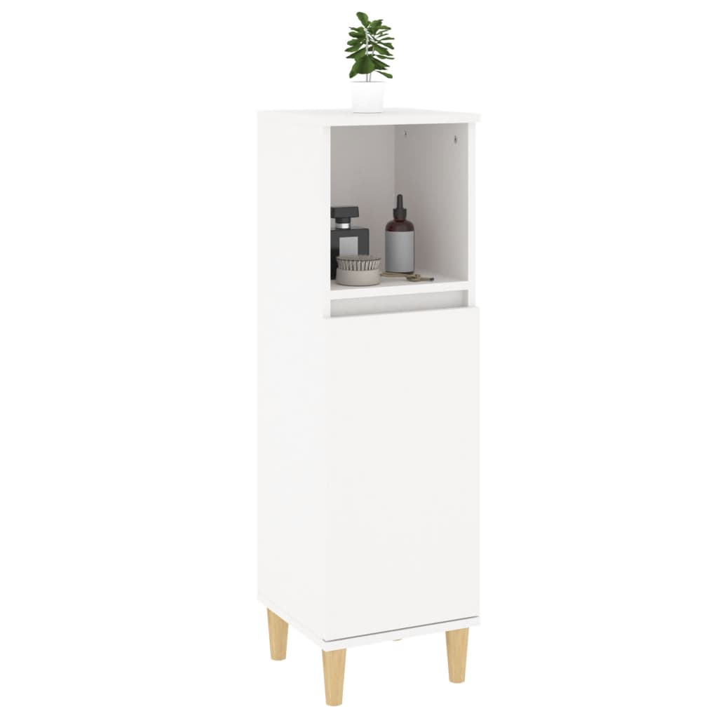badeværelsesskab 30x30x100 cm konstrueret træ hvid