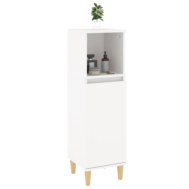badeværelsesskab 30x30x100 cm konstrueret træ hvid