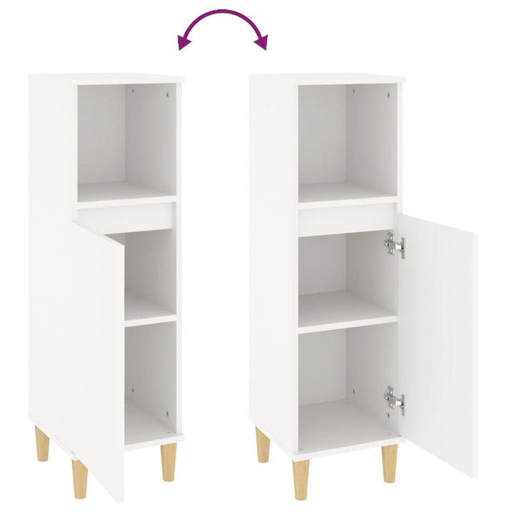 badeværelsesskab 30x30x100 cm konstrueret træ hvid