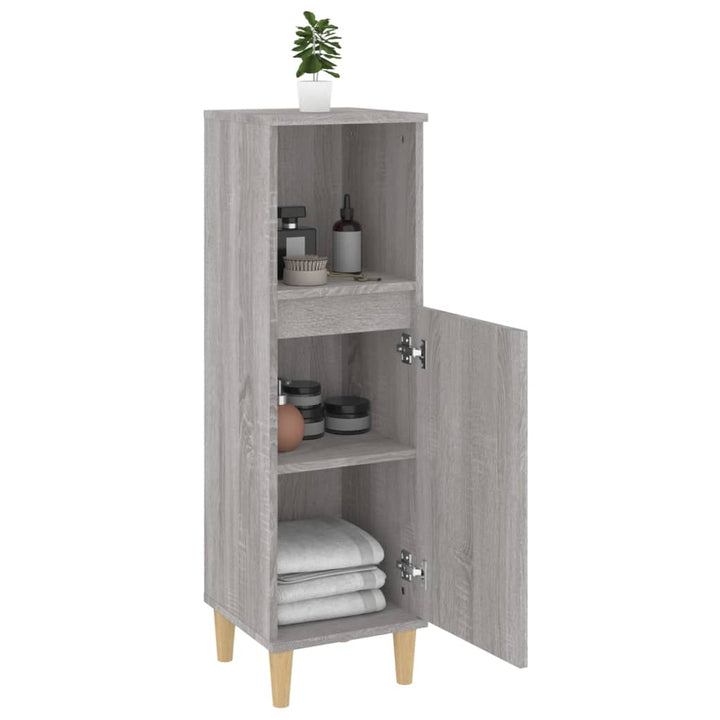 badeværelsesskab 30x30x100 cm konstrueret træ grå sonoma-eg