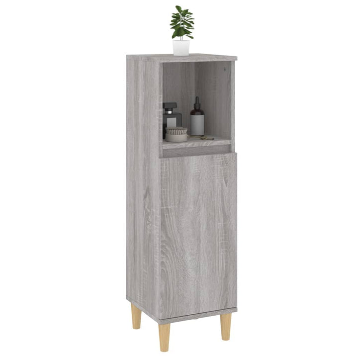 badeværelsesskab 30x30x100 cm konstrueret træ grå sonoma-eg