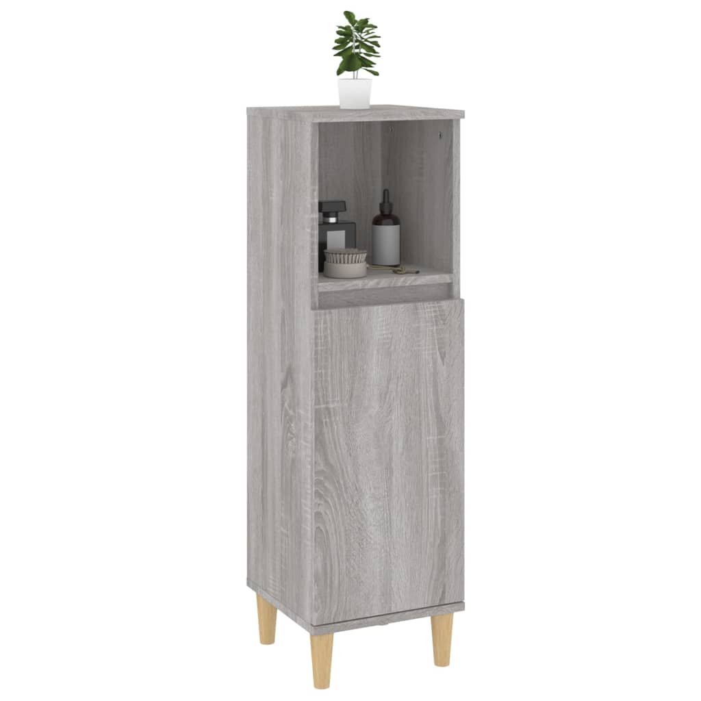 badeværelsesskab 30x30x100 cm konstrueret træ grå sonoma-eg