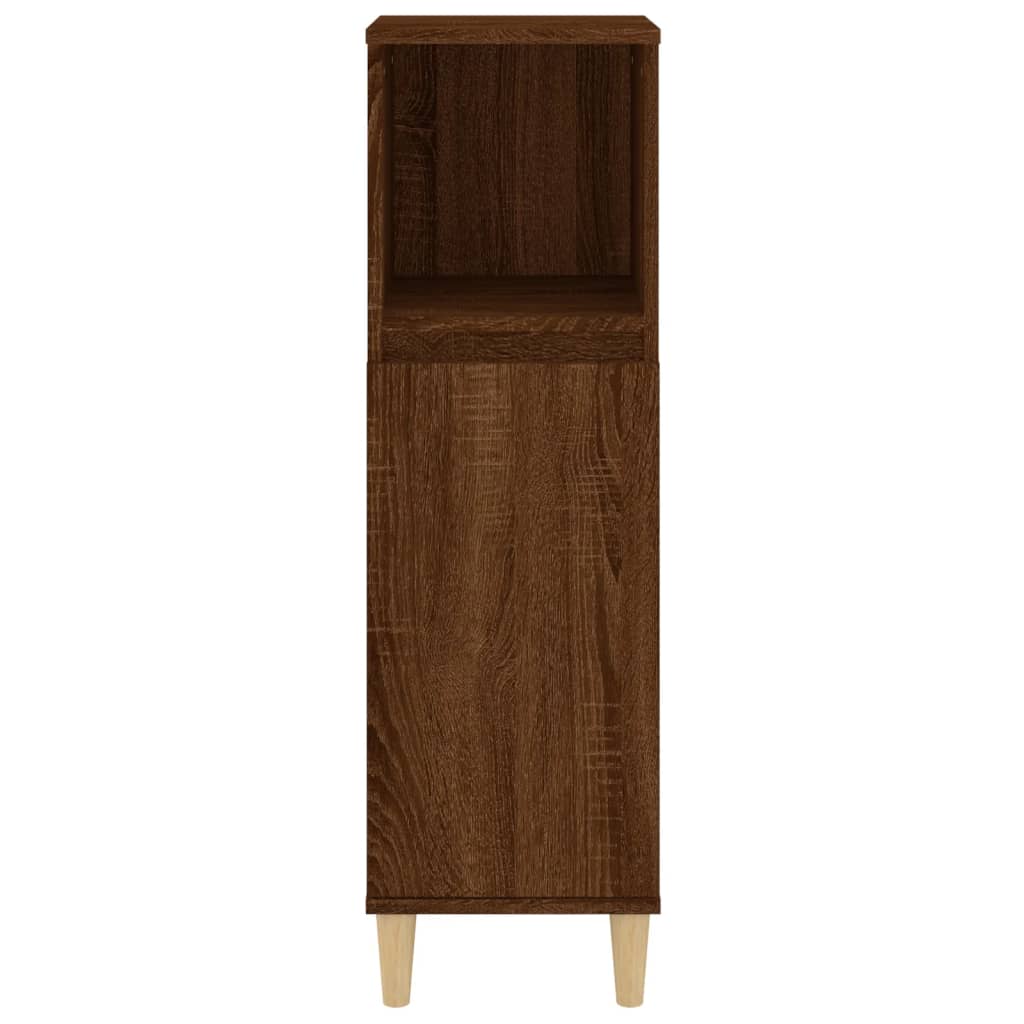 badeværelsesskab 30x30x100 cm konstrueret træ brunt egetræ