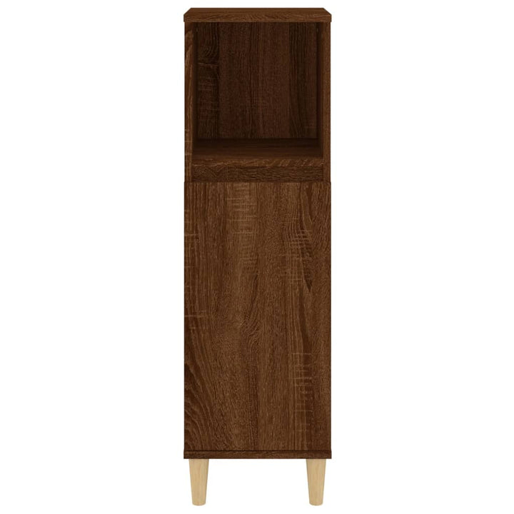 badeværelsesskab 30x30x100 cm konstrueret træ brunt egetræ
