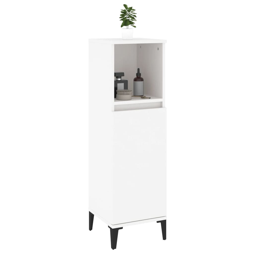 badeværelsesskab 30x30x100 cm konstrueret træ hvid