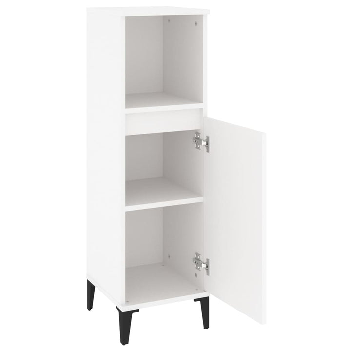 badeværelsesskab 30x30x100 cm konstrueret træ hvid