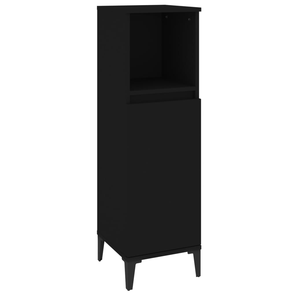 badeværelsesskab 30x30x100 cm konstrueret træ sort