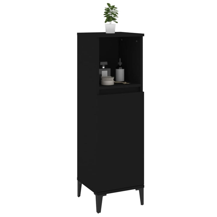 badeværelsesskab 30x30x100 cm konstrueret træ sort