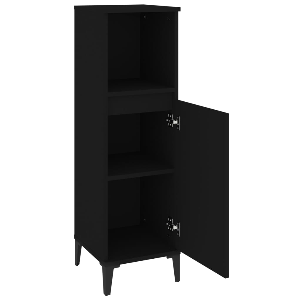 badeværelsesskab 30x30x100 cm konstrueret træ sort