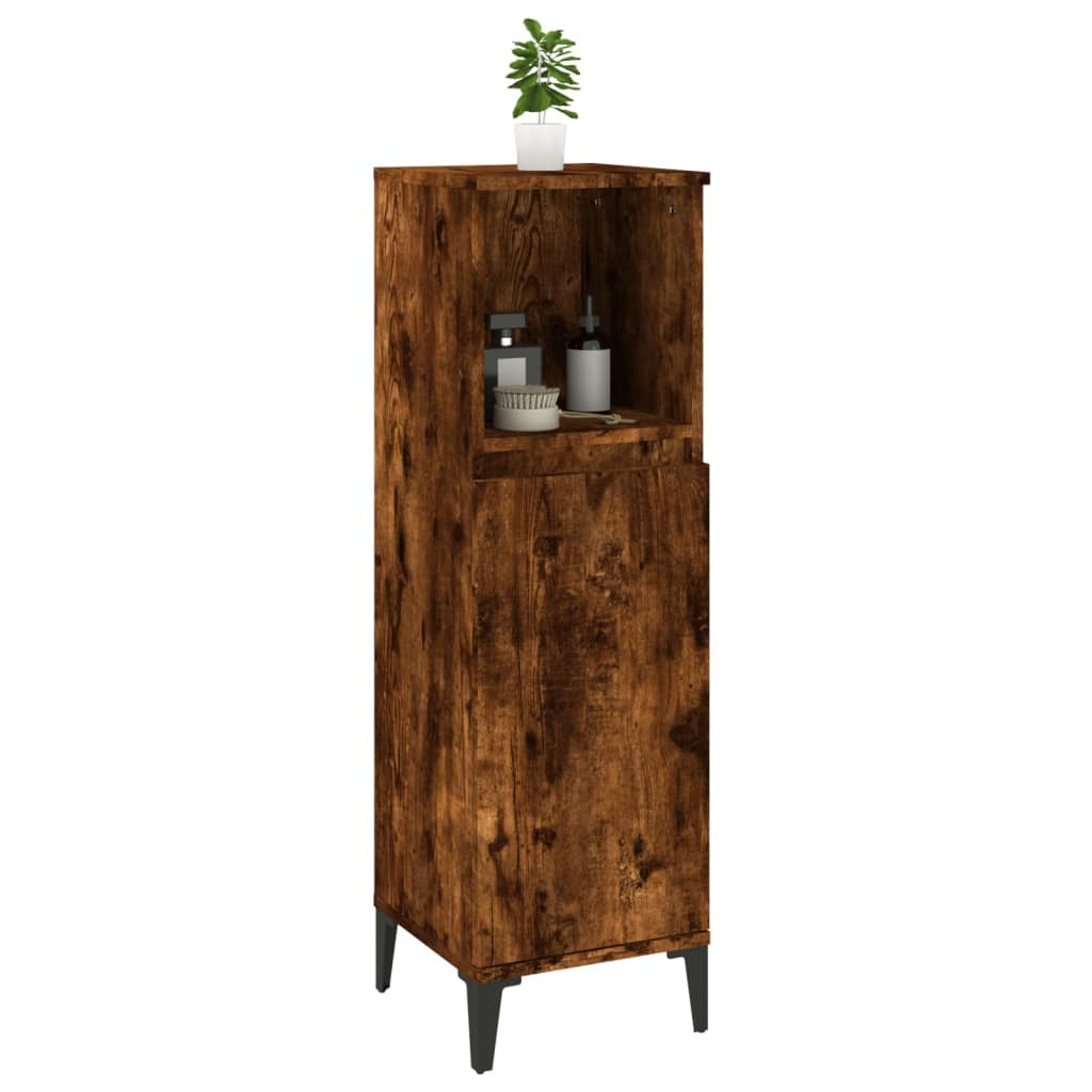 badeværelsesskab 30x30x100 cm konstrueret træ røget egetræ