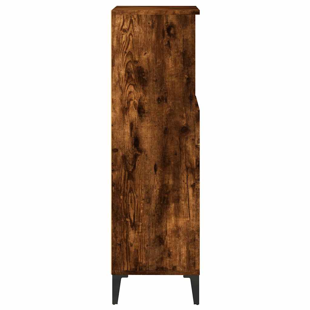 badeværelsesskab 30x30x100 cm konstrueret træ røget egetræ