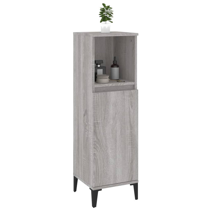 badeværelsesskab 30x30x100 cm konstrueret træ grå sonoma-eg