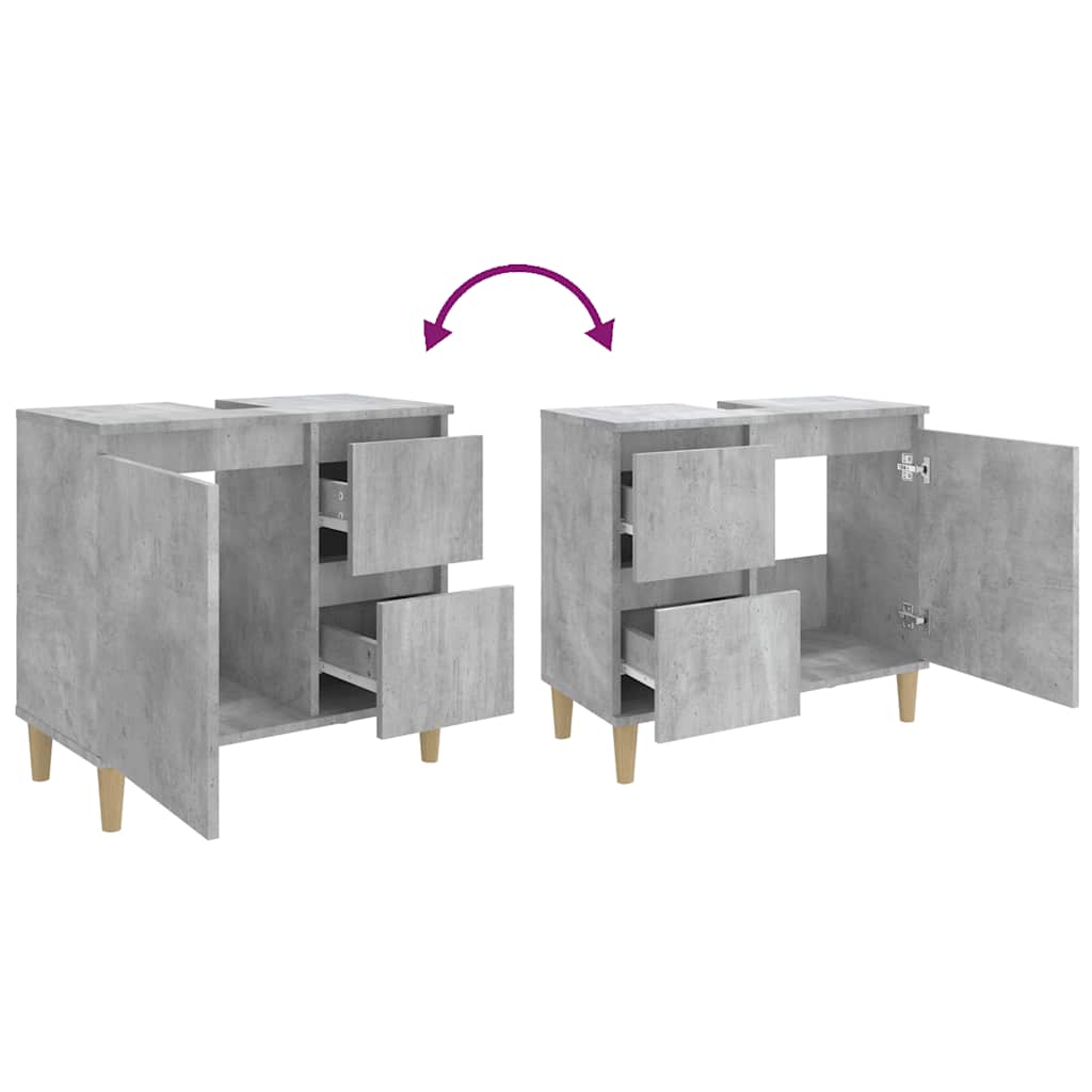 badeværelsesskab 65x33x60 cm konstrueret træ betongrå