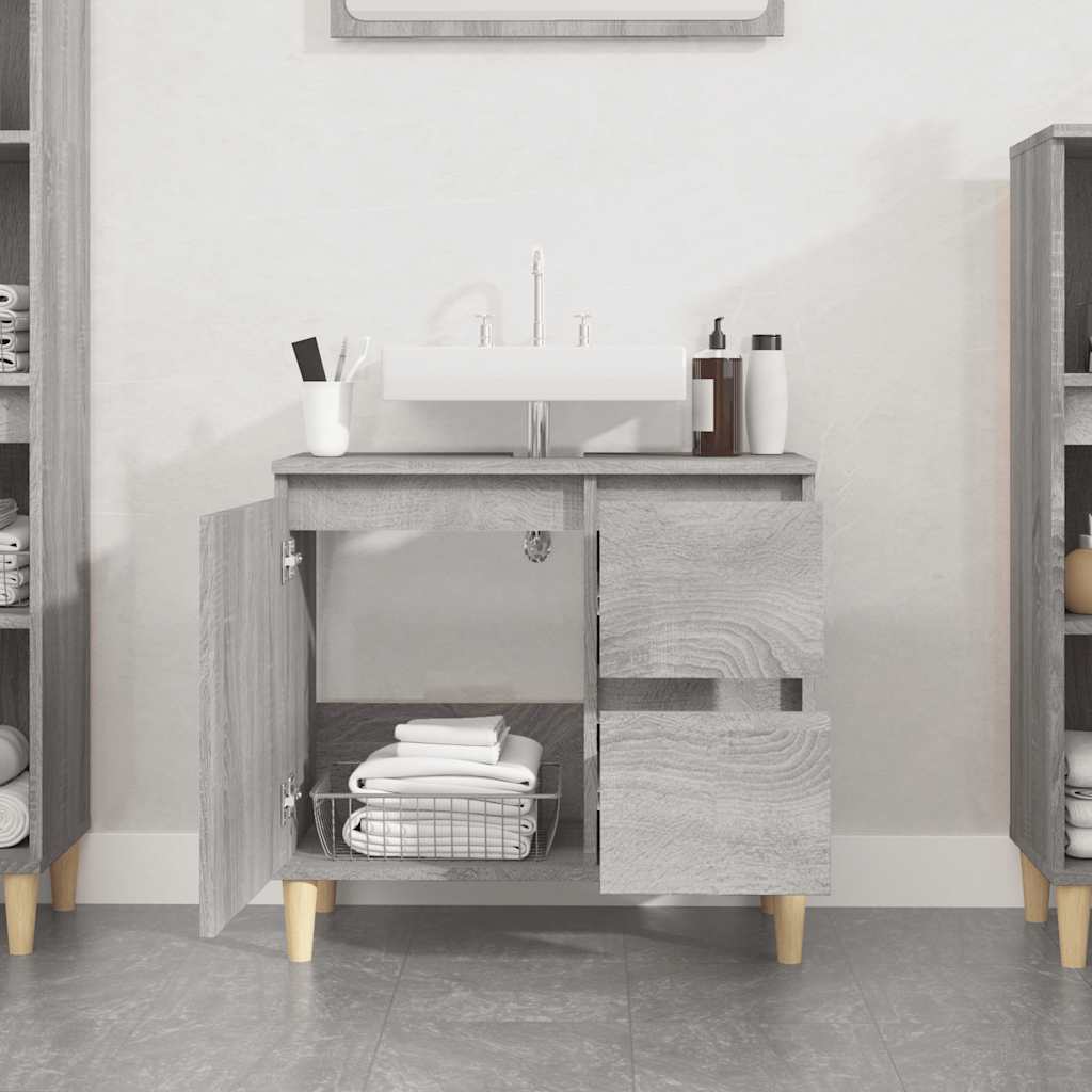badeværelsesskab 65x33x60 cm konstrueret træ grå sonoma-eg