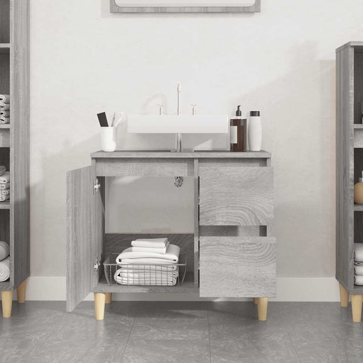 badeværelsesskab 65x33x60 cm konstrueret træ grå sonoma-eg