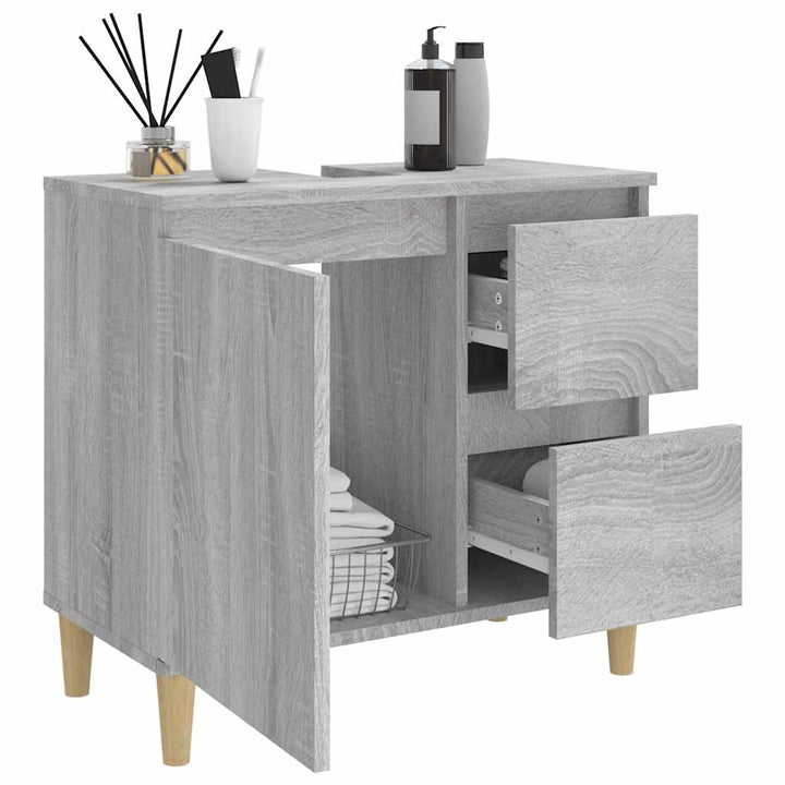 badeværelsesskab 65x33x60 cm konstrueret træ grå sonoma-eg