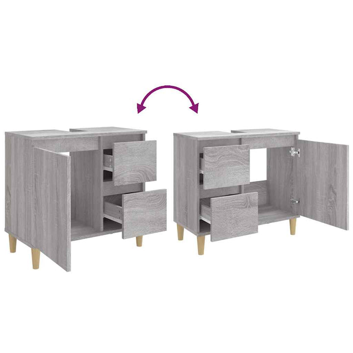badeværelsesskab 65x33x60 cm konstrueret træ grå sonoma-eg