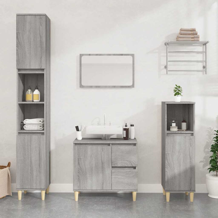 badeværelsesskab 65x33x60 cm konstrueret træ grå sonoma-eg