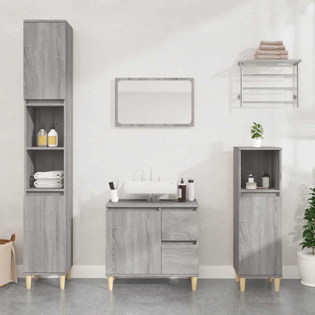 badeværelsesskab 65x33x60 cm konstrueret træ grå sonoma-eg
