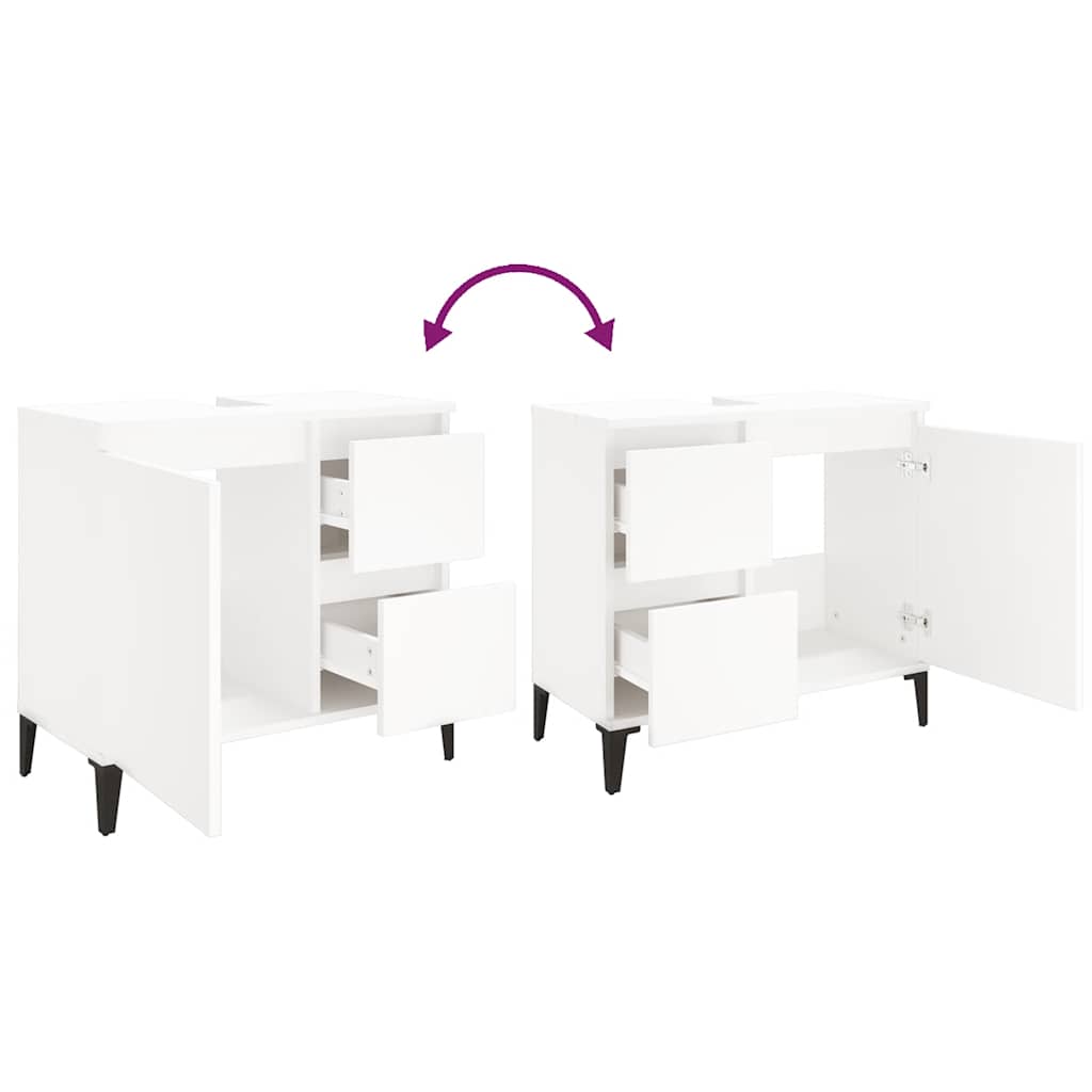 badeværelsesskab 65x33x60 cm konstrueret træ hvid