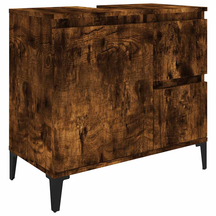 badeværelsesskab 65x33x60 cm konstrueret træ røget egetræ