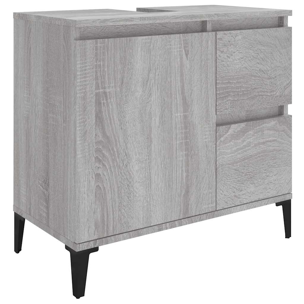 badeværelsesskab 65x33x60 cm konstrueret træ grå sonoma-eg
