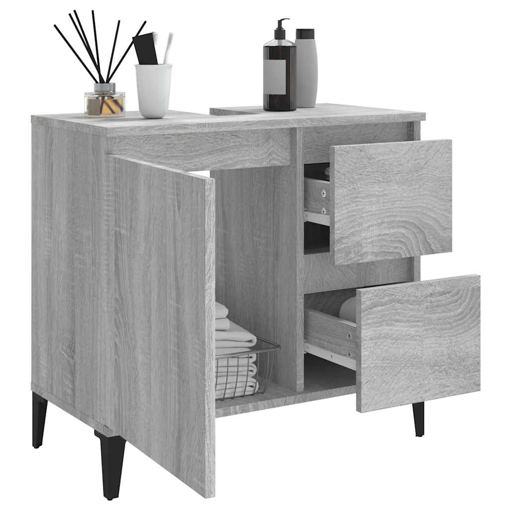 badeværelsesskab 65x33x60 cm konstrueret træ grå sonoma-eg