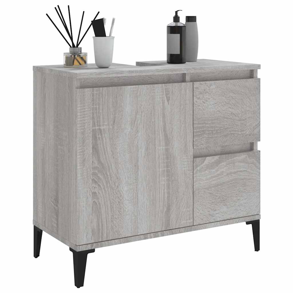badeværelsesskab 65x33x60 cm konstrueret træ grå sonoma-eg