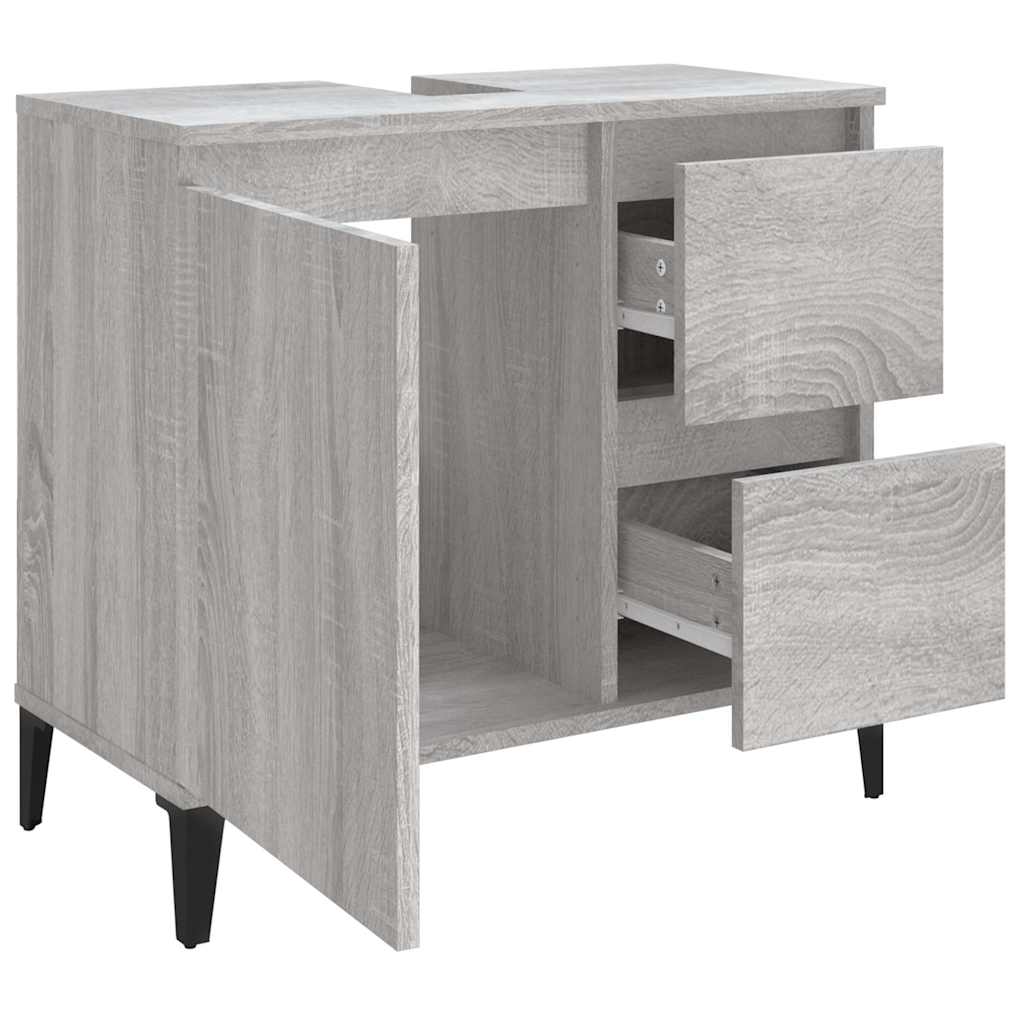 badeværelsesskab 65x33x60 cm konstrueret træ grå sonoma-eg