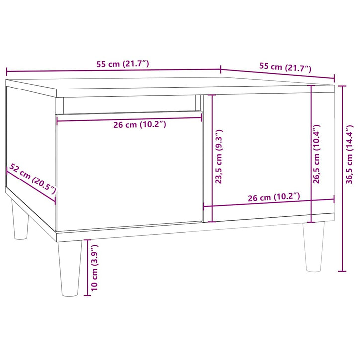 sofabord 55x55x36,5 cm konstrueret træ sort